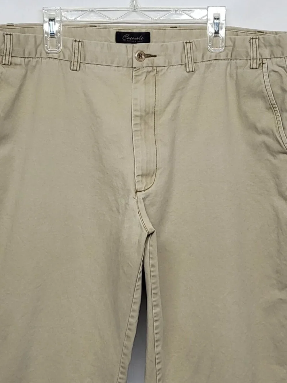 Roundtree & Yorke Casuals Mens Chino Pants 44 X 30 Flat Front High Rise Cotton